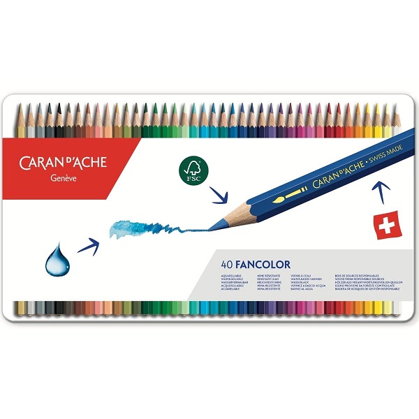 Caran d'Ache Fancolor Color Pencils, 30 Colors